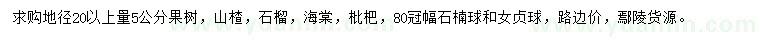 求購山楂、石榴、海棠等