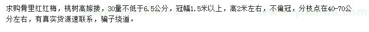 求購30量不低于6.5公分骨里紅紅梅