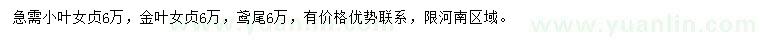 求購小葉女貞、金葉女貞、鳶尾