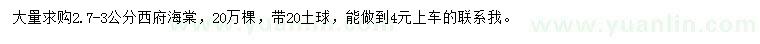 求購2.7-3公分西府海棠