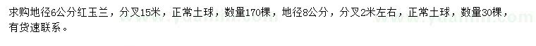 求購(gòu)地徑6、8公分紅玉蘭