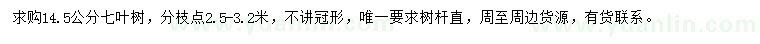 求購14.5公分七葉樹