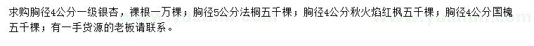 求購(gòu)銀杏、法桐、秋火焰紅楓等
