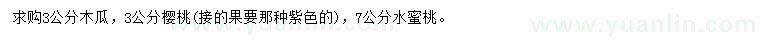 求購木瓜、櫻桃、水蜜桃