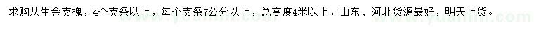 求購高度4米以上從生金支槐