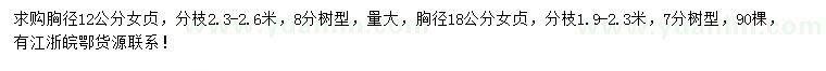 求購(gòu)胸徑12、18公分女貞