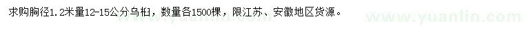 求購(gòu)胸徑1.2米量12-15公分烏桕