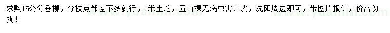 求購15公分垂柳