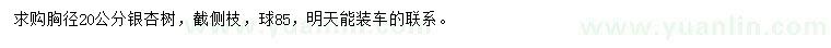求購胸徑20公分銀杏樹