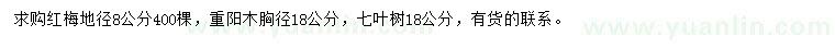 求購紅梅、重陽木、七葉樹