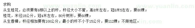 求購(gòu)從生桂花、桂花、叢生香樟