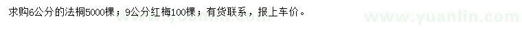 求購(gòu)6公分法桐、9公分紅梅