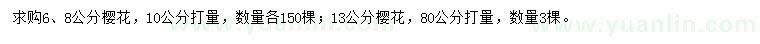 求購6、8、13公分櫻花