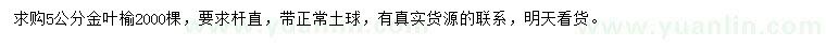 求購5公分金葉榆