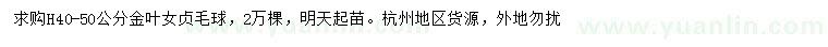 求購(gòu)高40-50公分金葉女貞毛球