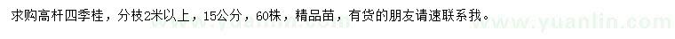求購(gòu)15公分高桿四季桂