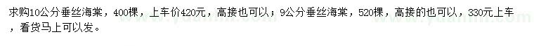 求購9、10公分垂絲海棠
