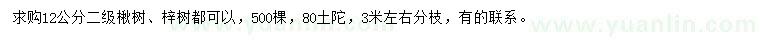 求購(gòu)12公分楸樹、梓樹