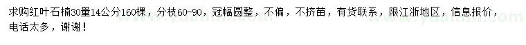 求購30量14公分紅葉石楠
