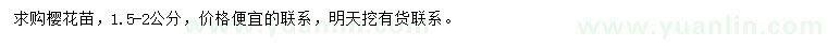 求購(gòu)1.5-2公分櫻花苗