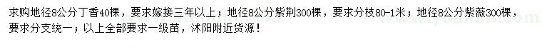 求購(gòu)丁香、紫荊、紫薇