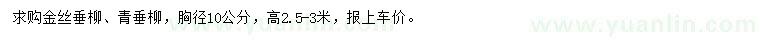 求購(gòu)胸徑10公分金絲垂柳、青垂柳