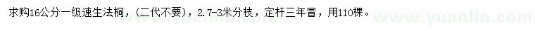 求購(gòu)16公分速生法桐