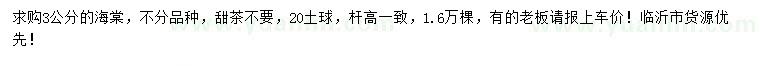 求購(gòu)3公分海棠