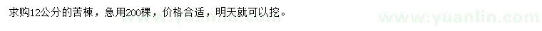 求購12公分苦楝