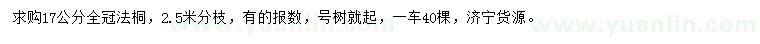 求購(gòu)17公分法桐