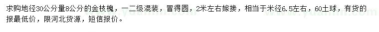 求購(gòu)地徑30量8公分金枝槐