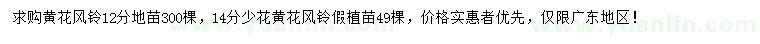 求購12、14公分黃花風鈴