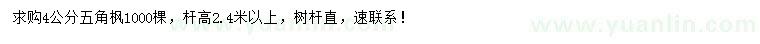 求購(gòu)4公分五角楓