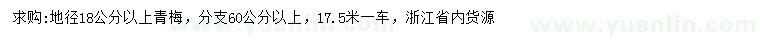 求購(gòu)地徑18公分以上青梅