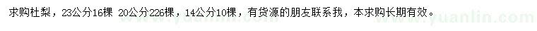 求購14、20、23公分杜梨