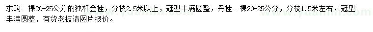 求購(gòu)20-25公分獨(dú)桿金桂、丹桂