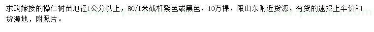 求購(gòu)地徑1公分以上嫁接槡仁樹(shù)苗