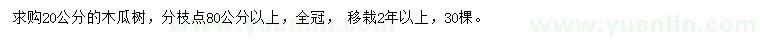 求購20公分木瓜樹