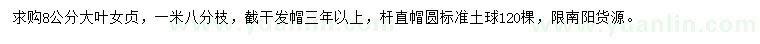 求購8公分大葉女貞