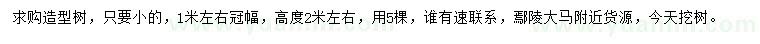 求購(gòu)冠幅1米左右造型樹