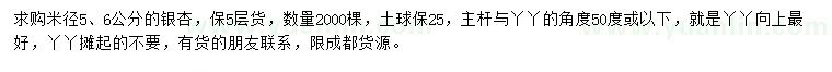 求購米徑5、6公分銀杏