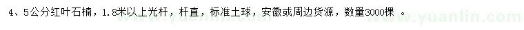求購4、5公分紅葉石楠