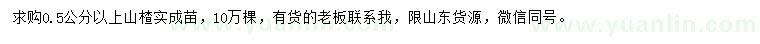 求購0.5公分以上山楂實成苗