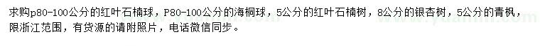 求購紅葉石楠球、海桐球、紅葉石楠等