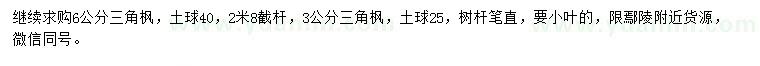 求購3、6公分三角楓