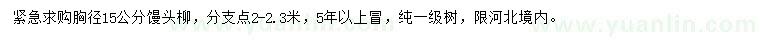 求購胸徑15公分饅頭柳