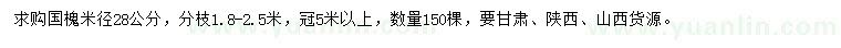 求購米徑28公分國槐