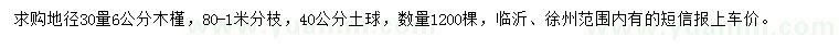 求購地徑30量6公分木槿