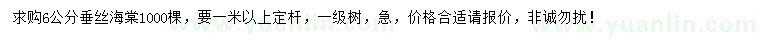 求購6公分垂絲海棠