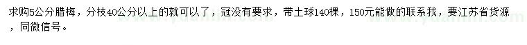 求購5公分臘梅